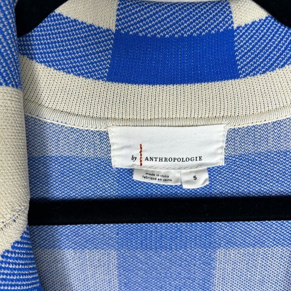 Anthropologie By Anthropologie Plaid Sweater Blue Blazer Size Small - Picture 7 of 10
